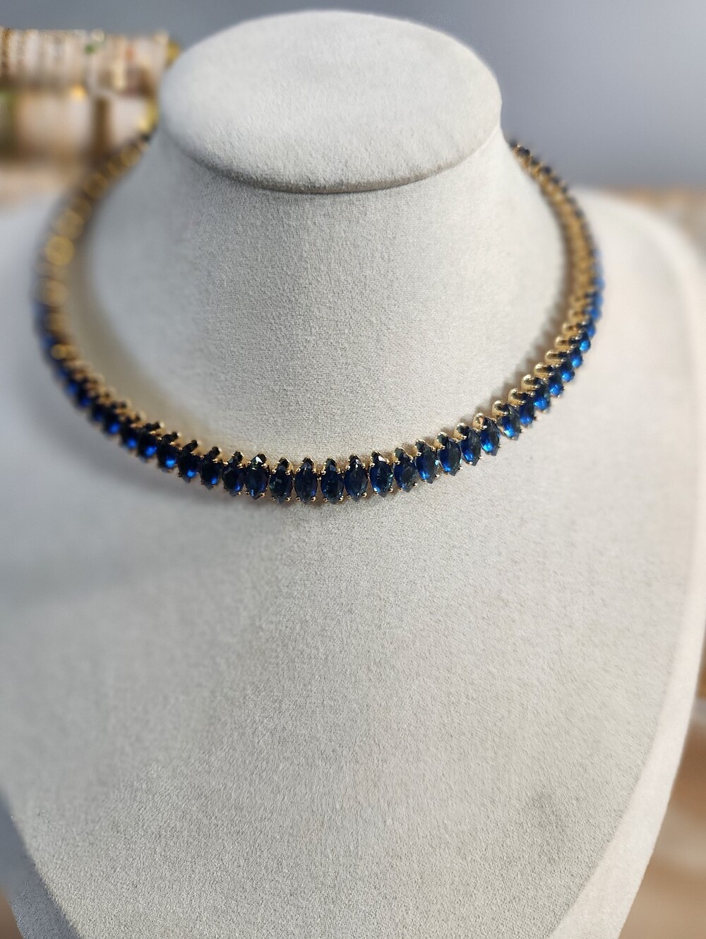18k Gold Plated Tennis Neck Cuff Necklace